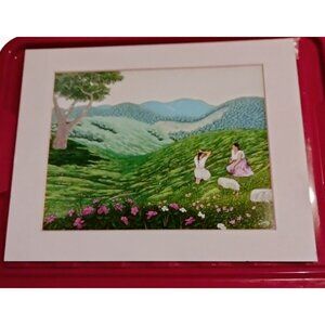 Mountain Countryside Art Print  White Mat Signed Vico